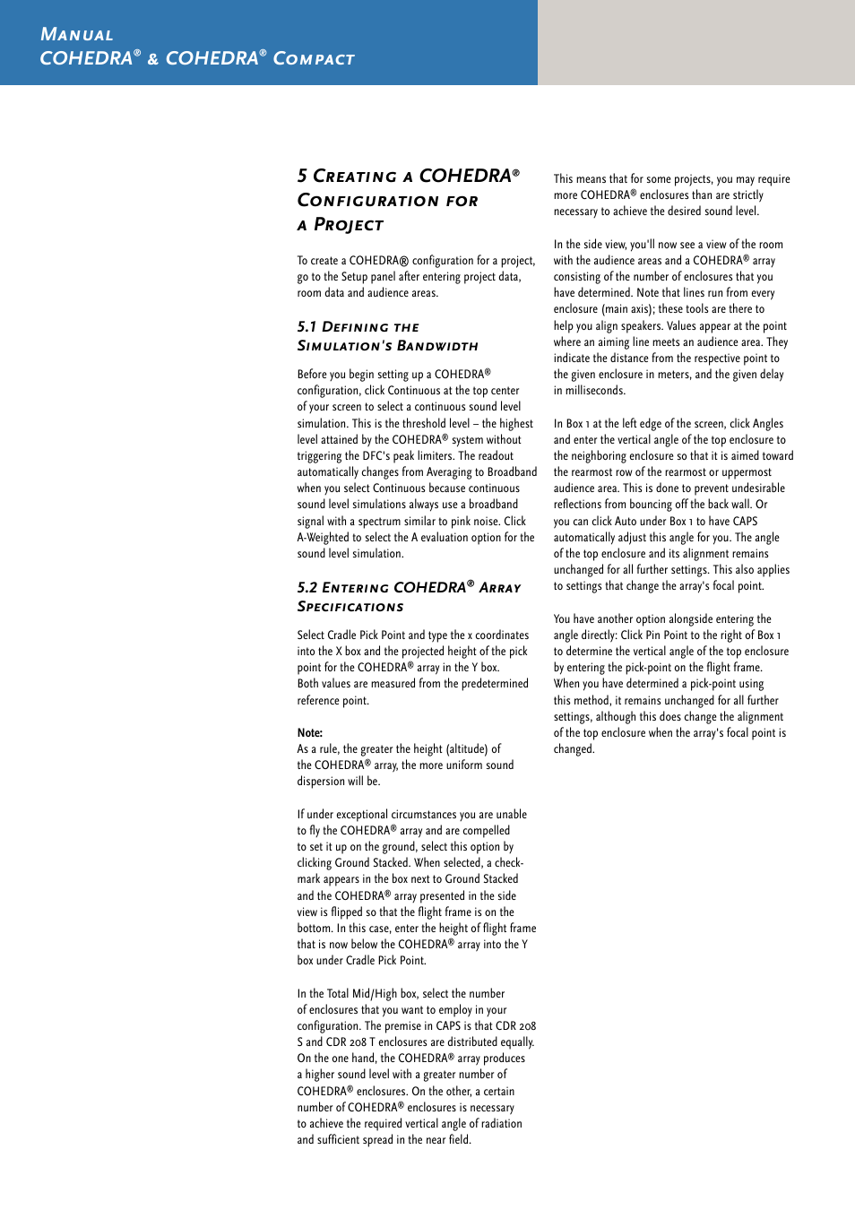 Manual cohedra, Cohedra, Compact 5 creating a cohedra | Configuration for a project | HK Audio CDR 210 F User Manual | Page 56 / 105