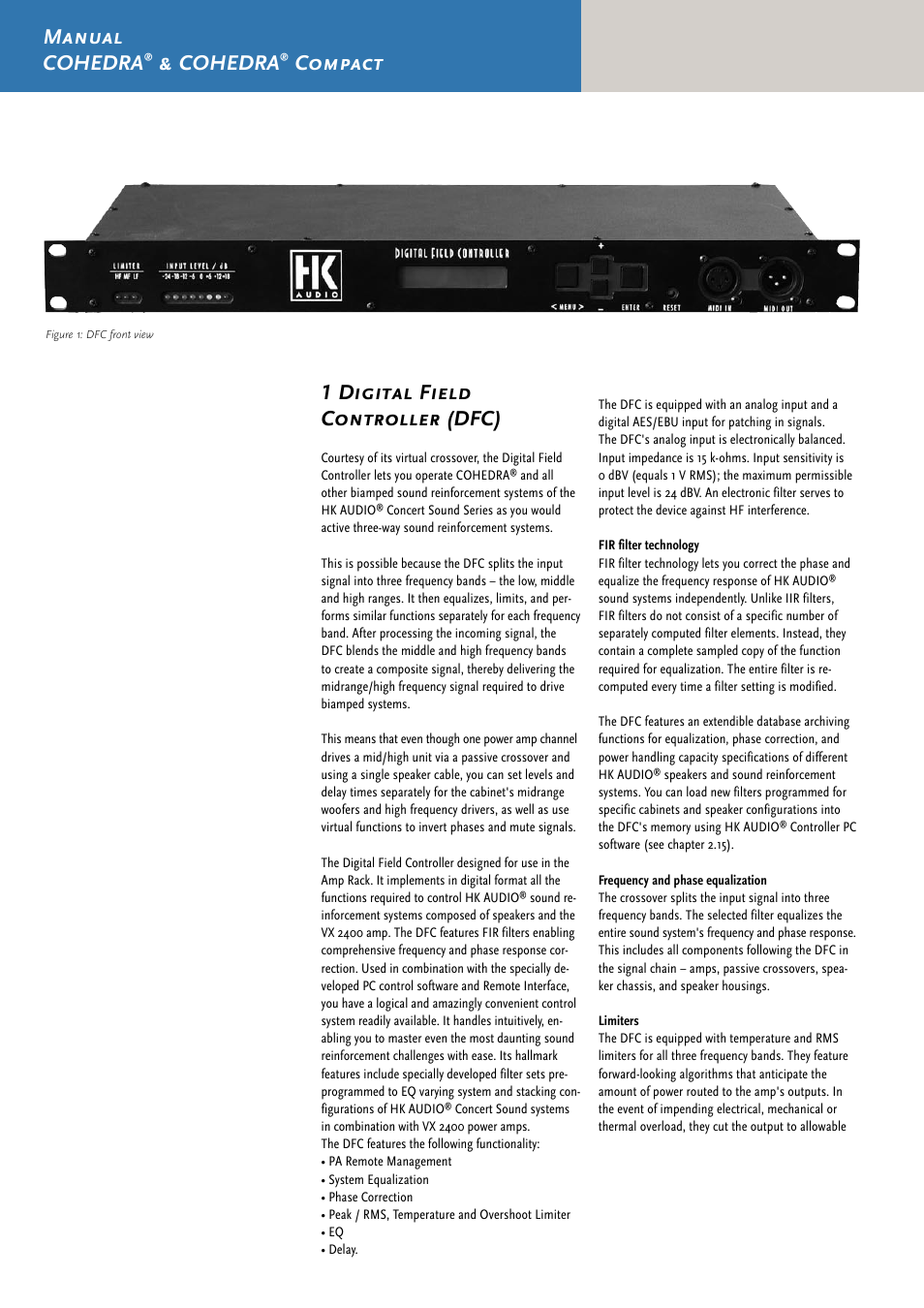 Manual cohedra, Cohedra, Compact 1 digital field controller (dfc) | HK Audio CDR 210 F User Manual | Page 64 / 105