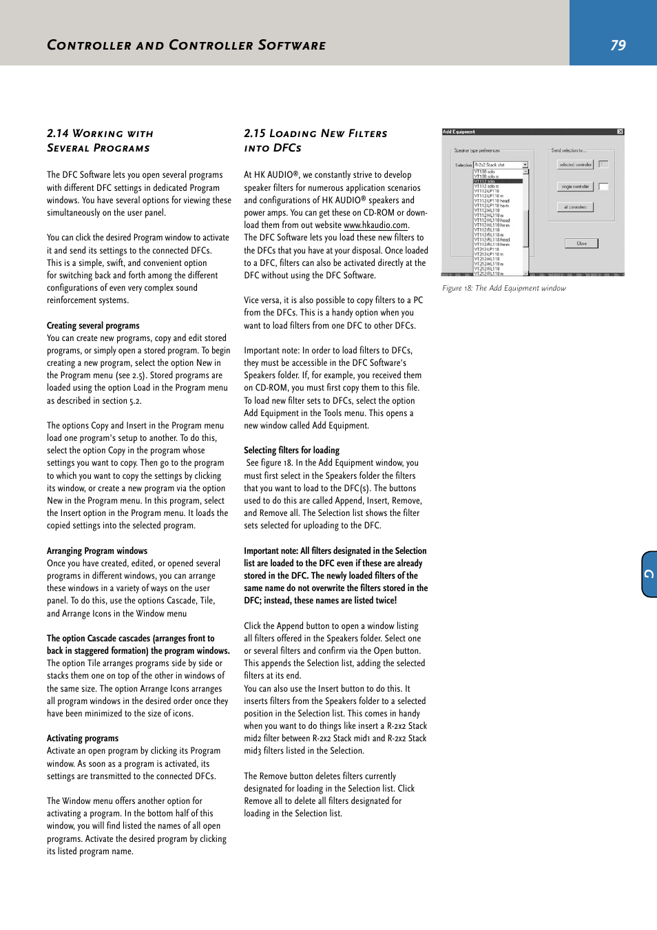 Controller and controller software | HK Audio CDR 210 F User Manual | Page 79 / 105
