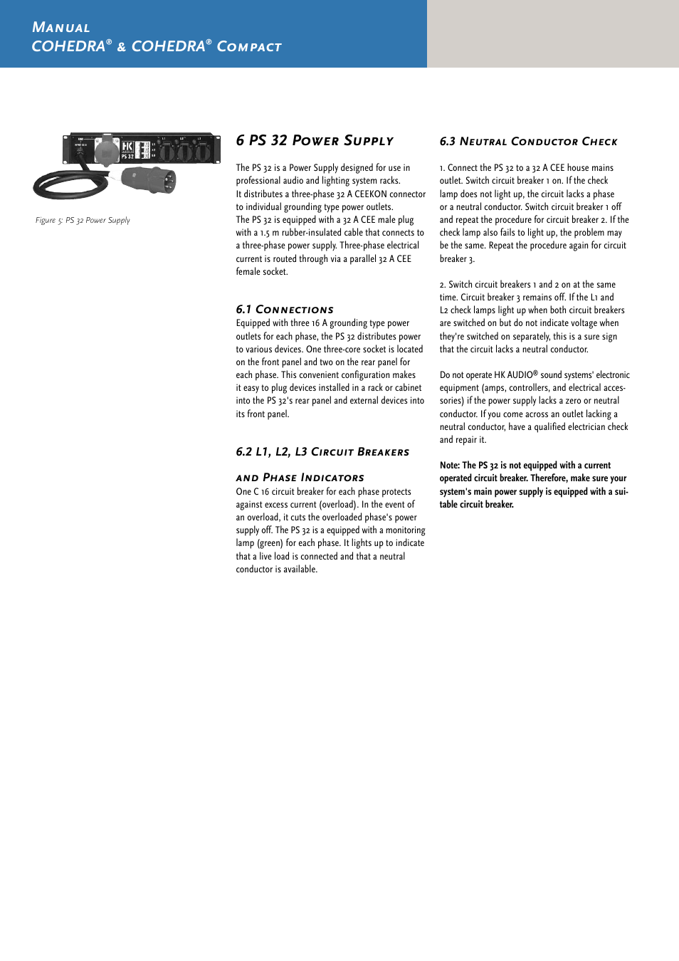 Manual cohedra, Cohedra, Compact 6 ps 32 power supply | HK Audio CDR 210 F User Manual | Page 84 / 105