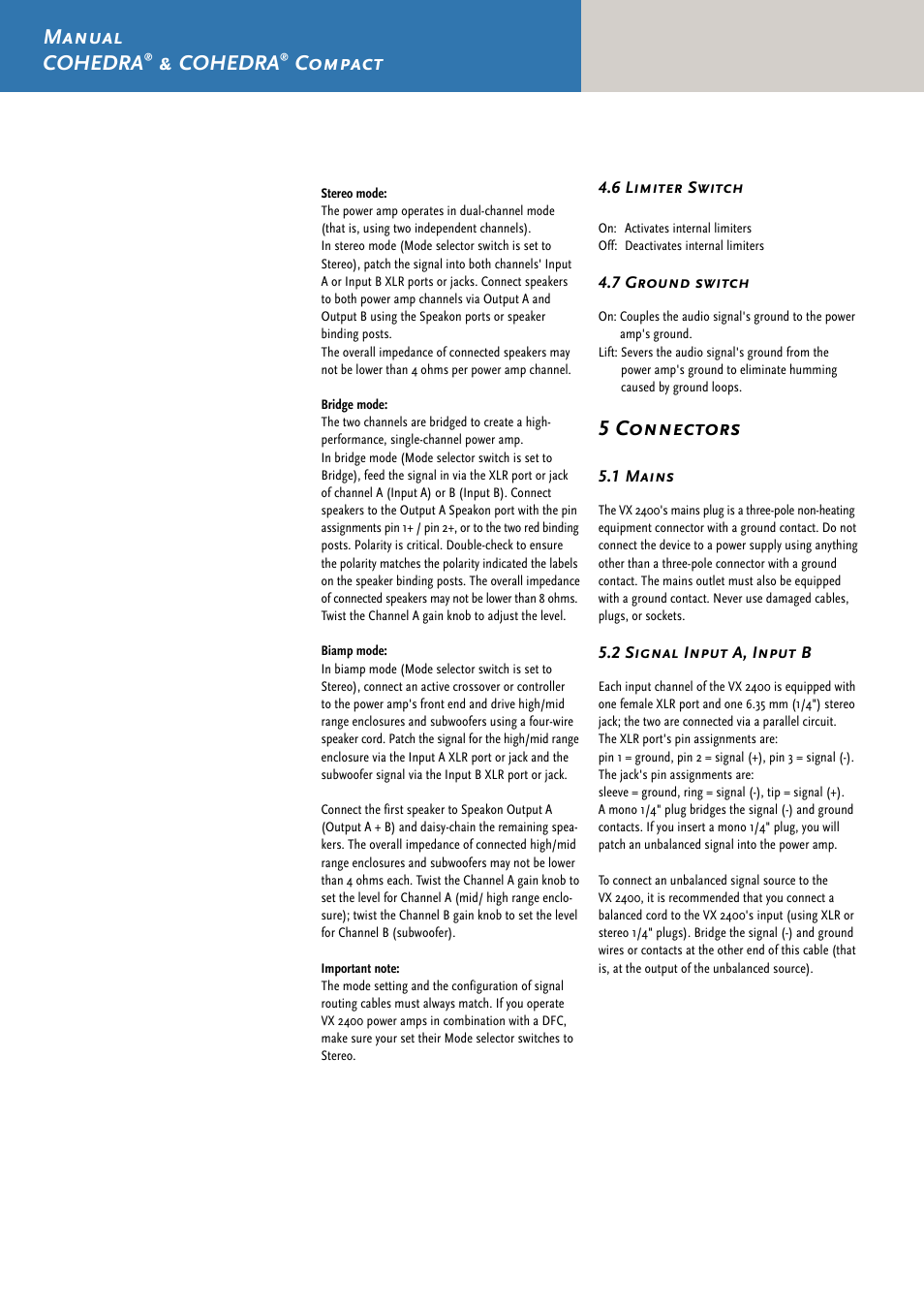 Manual cohedra, Cohedra, Compact | 5 connectors | HK Audio CDR 210 F User Manual | Page 88 / 105