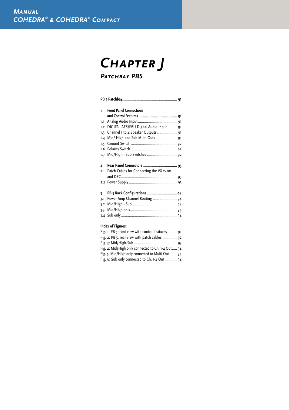 Chapter j, Manual cohedra, Cohedra | Compact, Patchbay pb5 | HK Audio CDR 210 F User Manual | Page 90 / 105