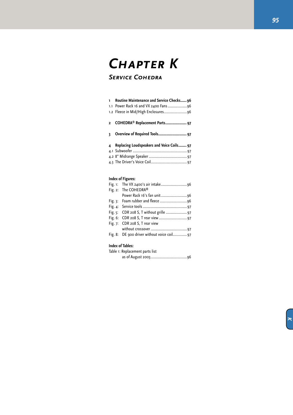 Chapter k, Service cohedra | HK Audio CDR 210 F User Manual | Page 95 / 105