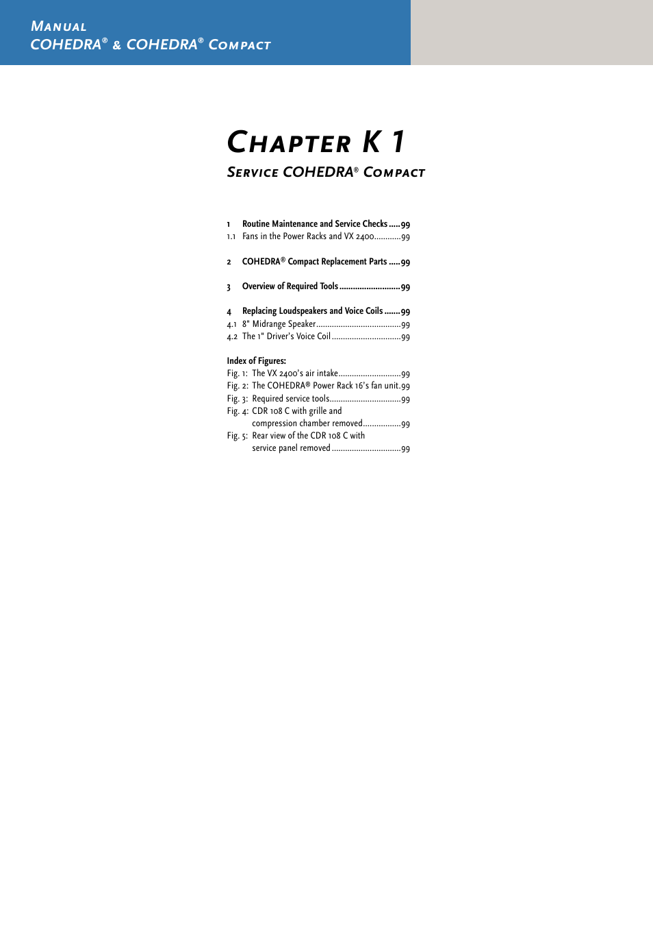 Chapter k 1, Manual cohedra, Cohedra | Compact, Service cohedra | HK Audio CDR 210 F User Manual | Page 98 / 105