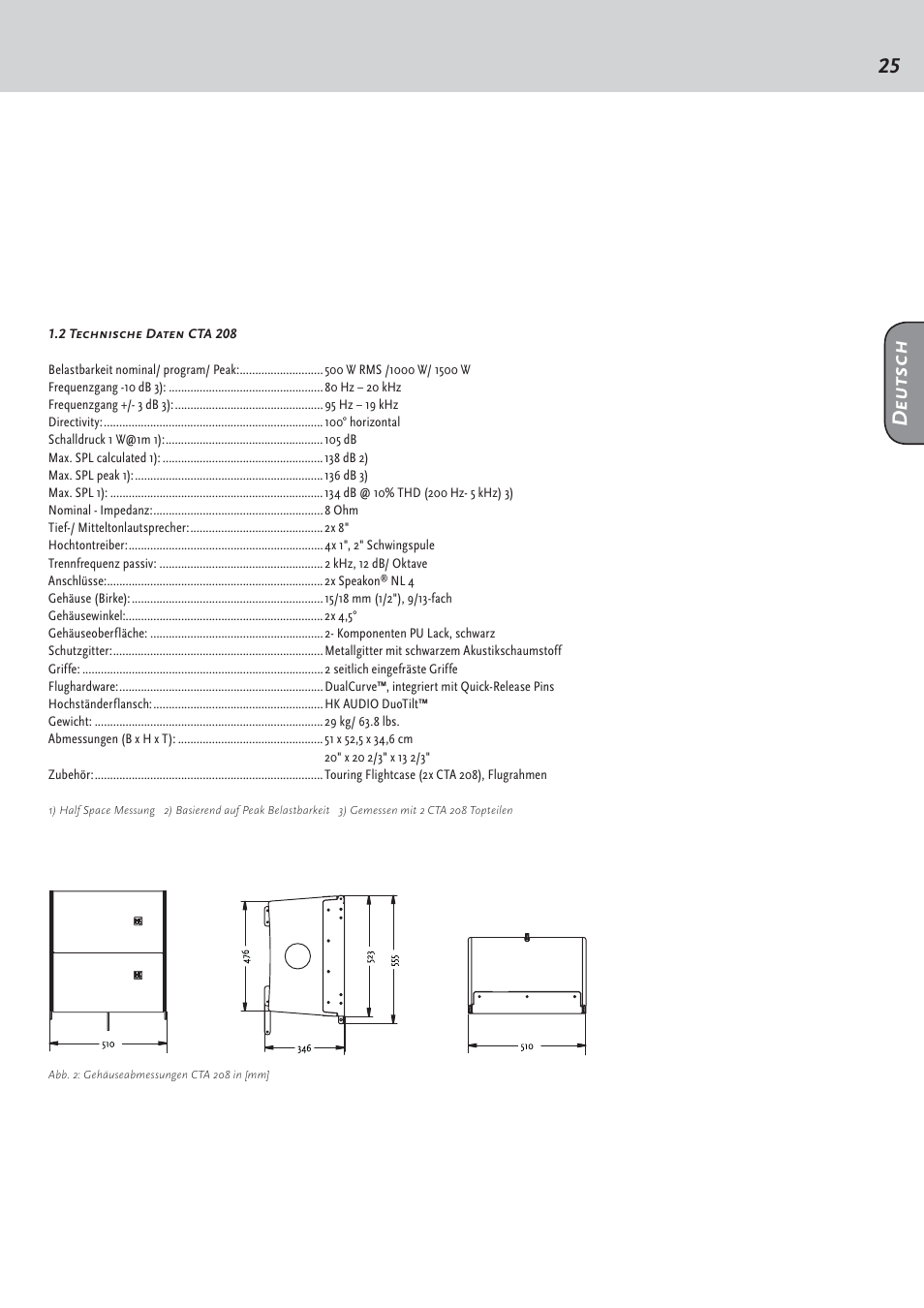 Deutsch | HK Audio CTA 208 Mid/High User Manual | Page 25 / 52