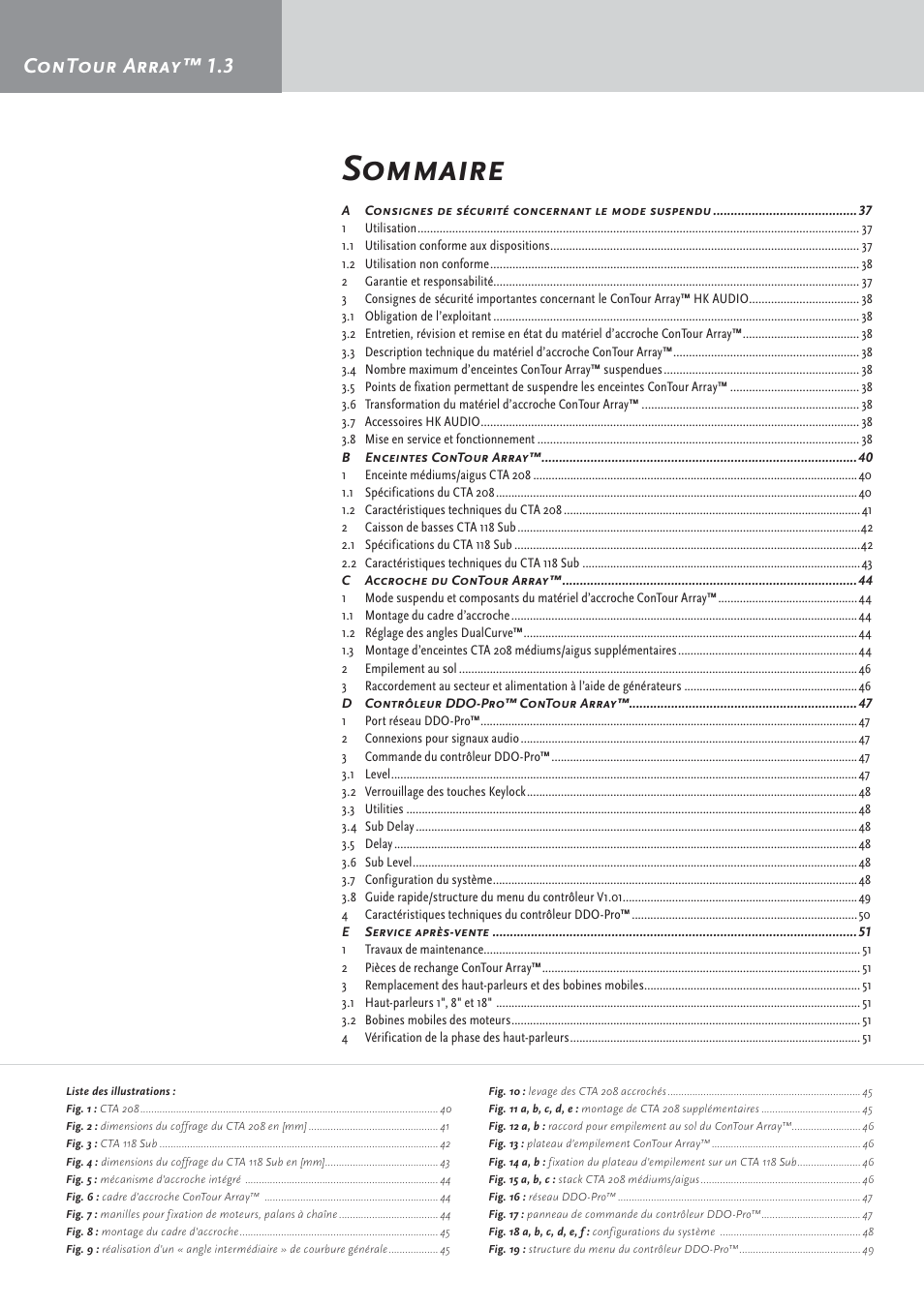 Sommaire, Contour array™ 1.3 | HK Audio CTA 208 Mid/High User Manual | Page 36 / 52