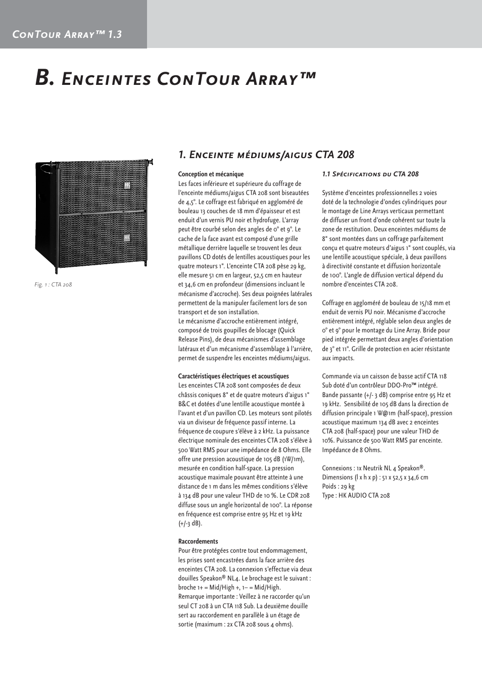 Enceintes contour array, Contour array™ 1.3, Enceinte médiums/aigus cta 208 | HK Audio CTA 208 Mid/High User Manual | Page 40 / 52