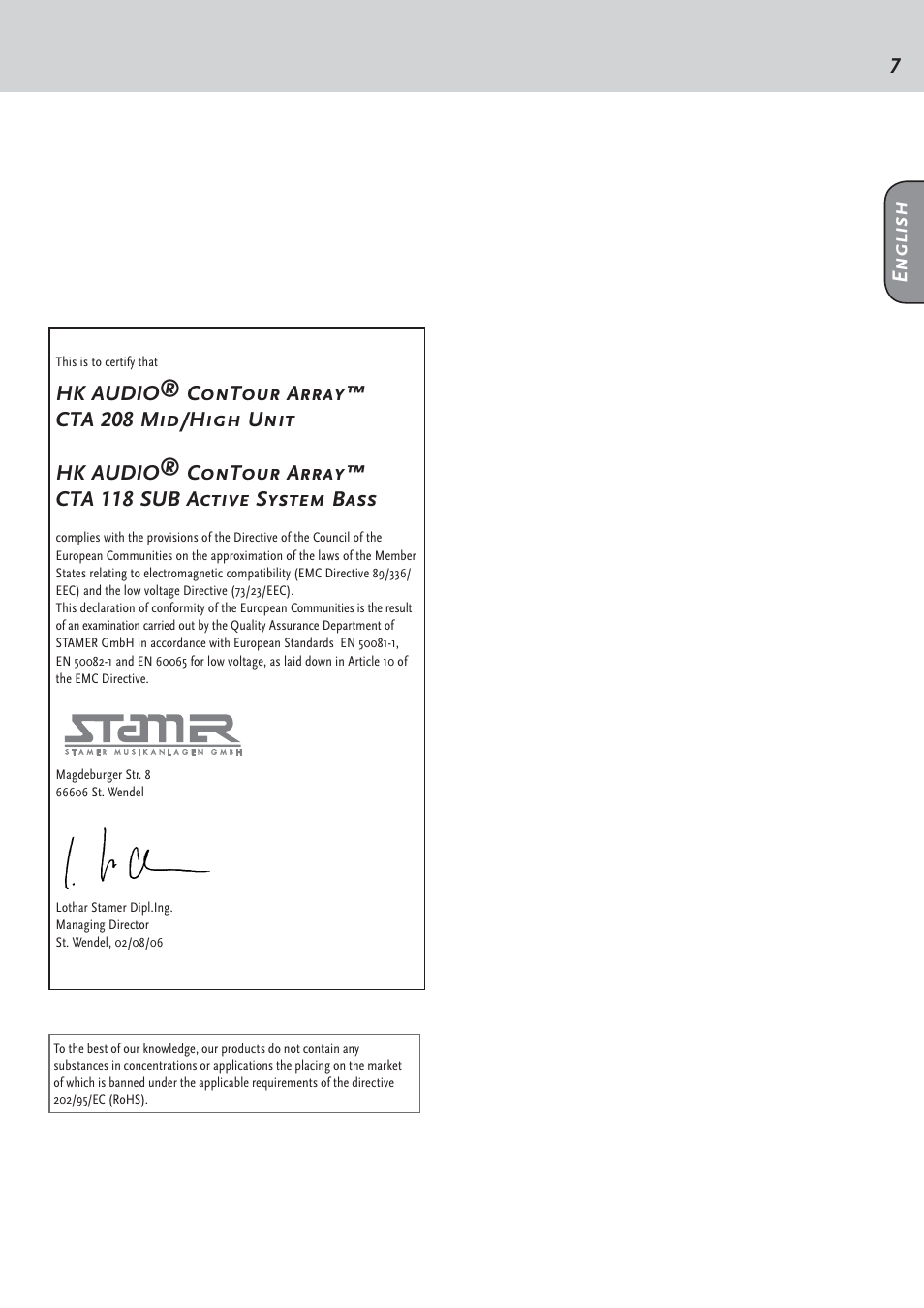 HK Audio CTA 208 Mid/High User Manual | Page 7 / 52