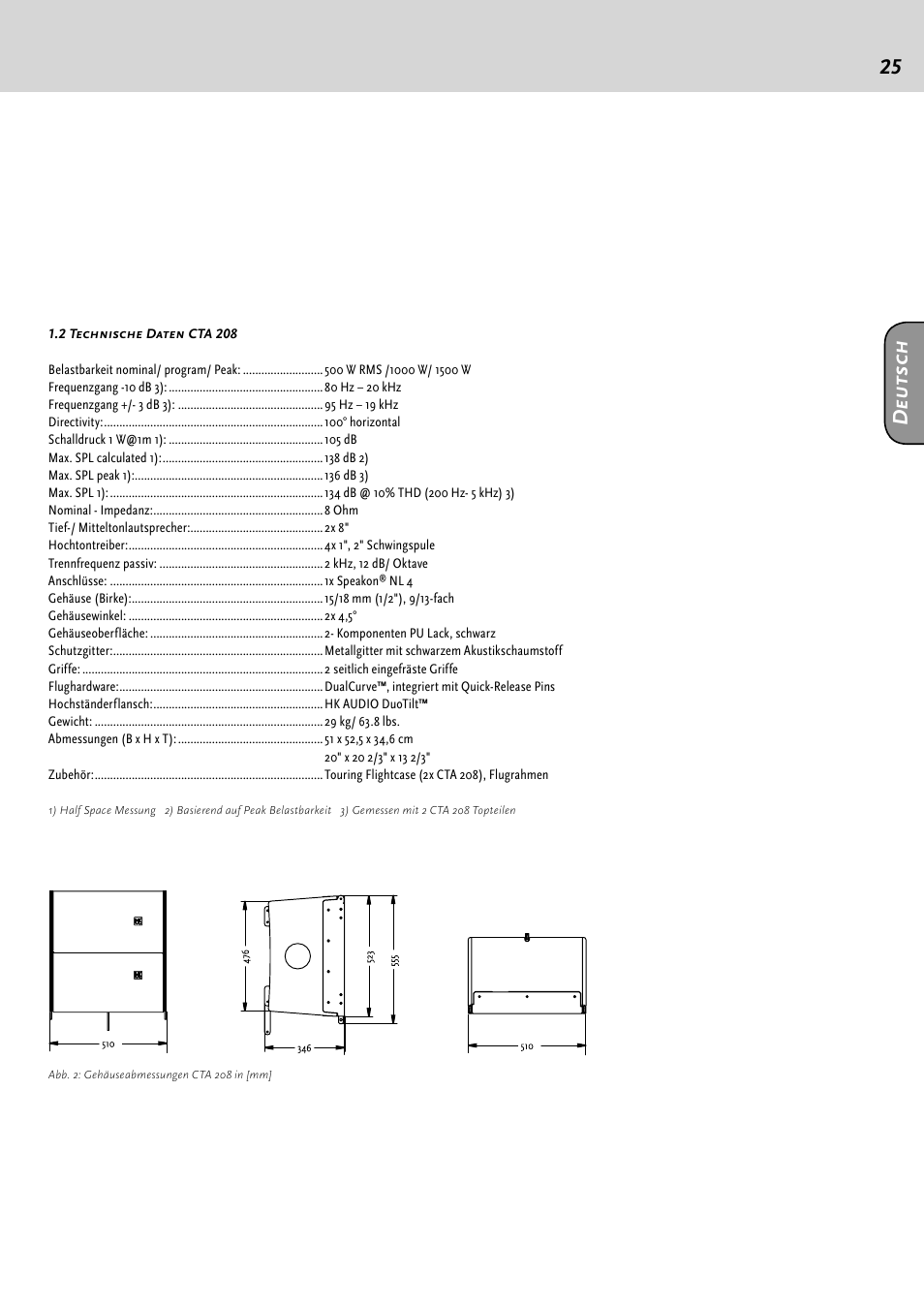 Deu ts ch | HK Audio CTA 118 Sub User Manual | Page 25 / 52