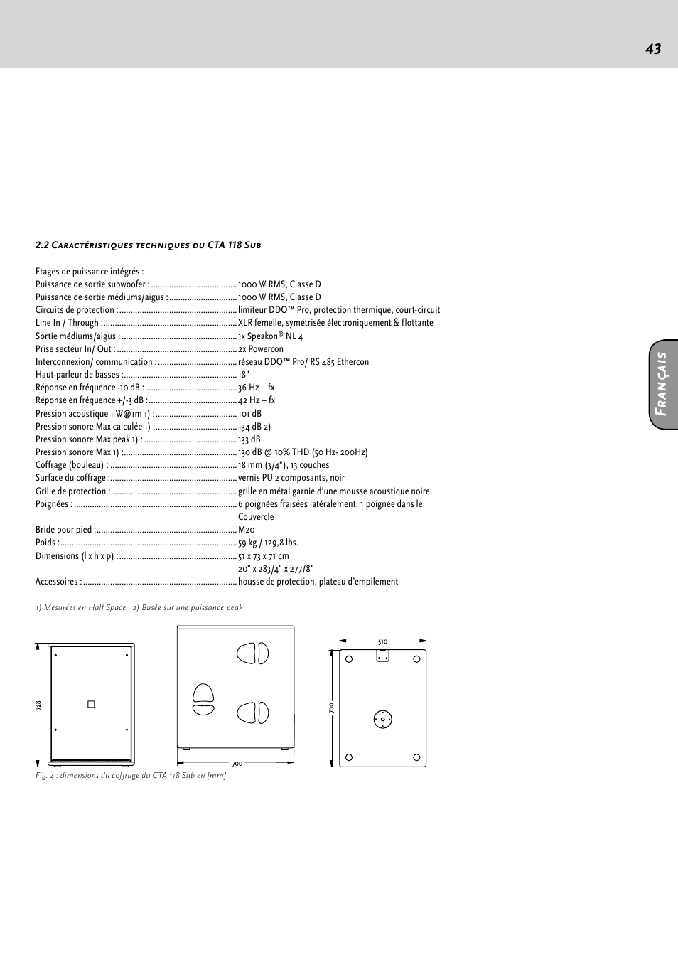 Fr an ça is | HK Audio CTA 118 Sub User Manual | Page 43 / 52