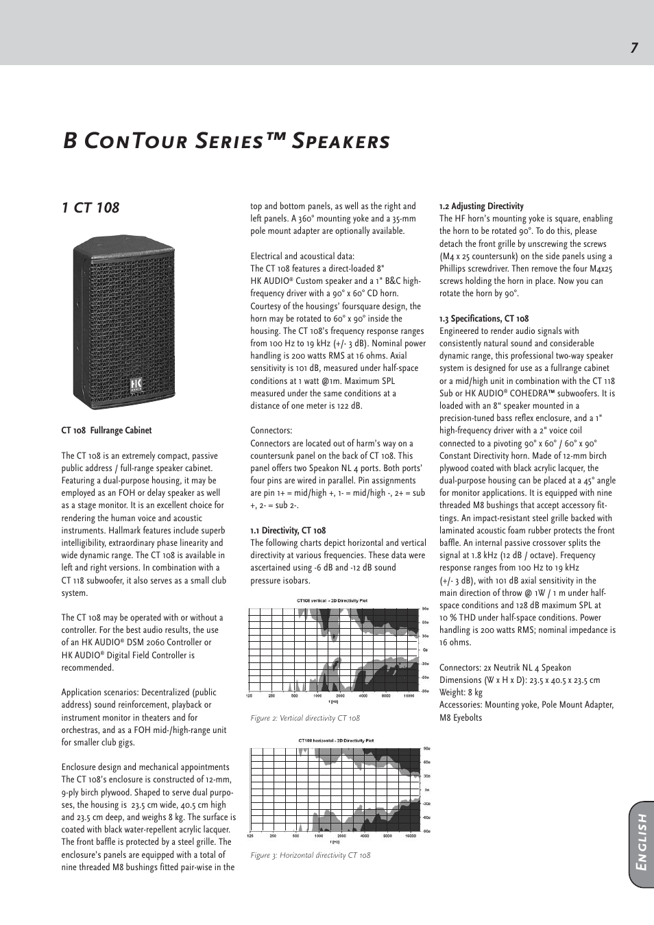 B contour series™ speakers | HK Audio CT 118 Sub User Manual | Page 7 / 20