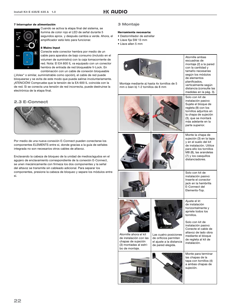 3 e-connect | HK Audio E 435 INSTALL KIT User Manual | Page 22 / 24