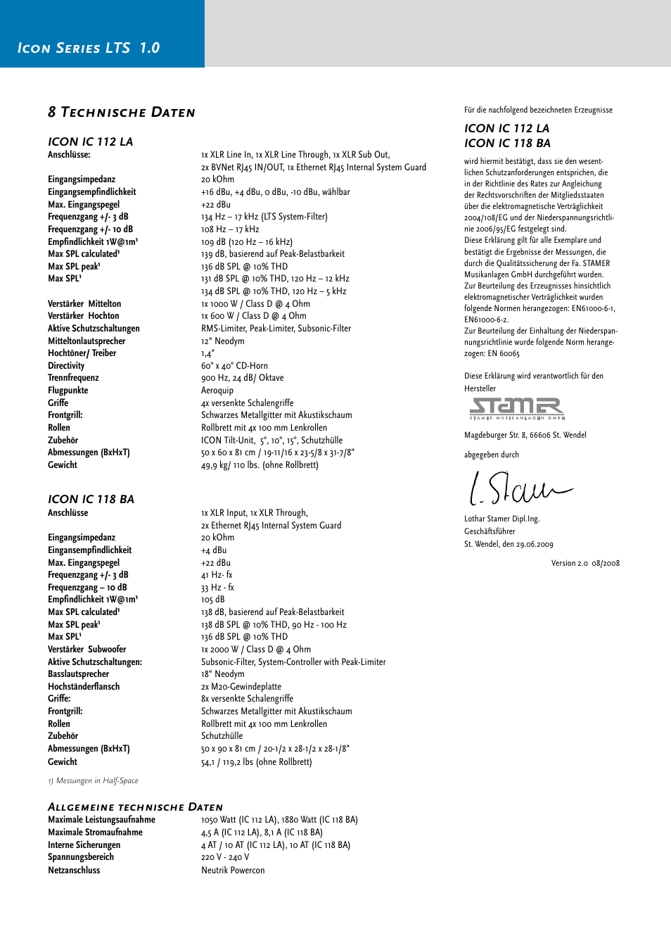Icon series lts 1.0 8 technische daten | HK Audio IC 118 BA User Manual | Page 22 / 34