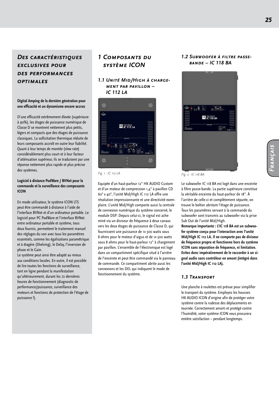 1 composants du système icon, Fr an ça is | HK Audio IC 118 BA User Manual | Page 25 / 34