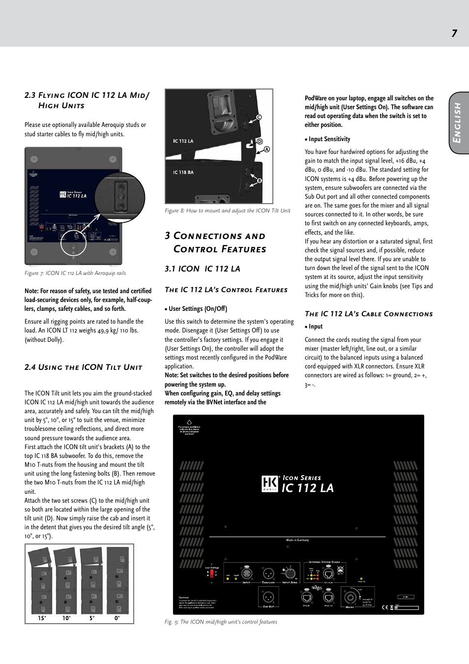 3 connections and control features, En g li sh | HK Audio IC 118 BA User Manual | Page 7 / 34