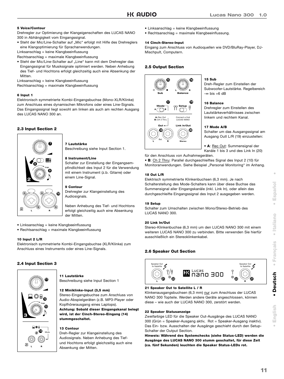 HK Audio LUCAS NANO 300 User Manual | Page 11 / 44