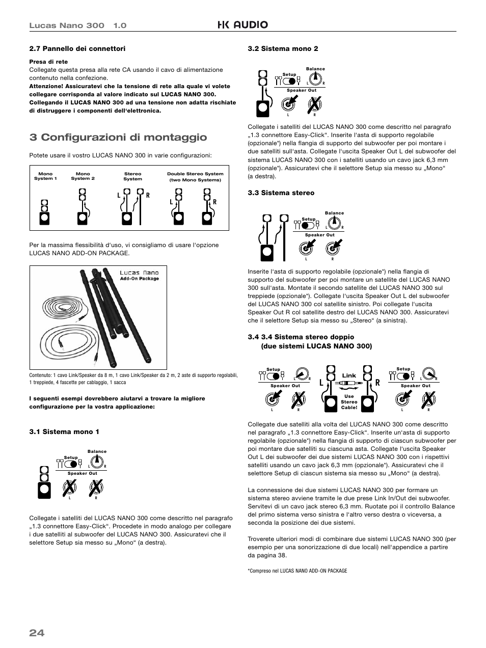 3 confi gurazioni di montaggio, Lr l r | HK Audio LUCAS NANO 300 User Manual | Page 24 / 44