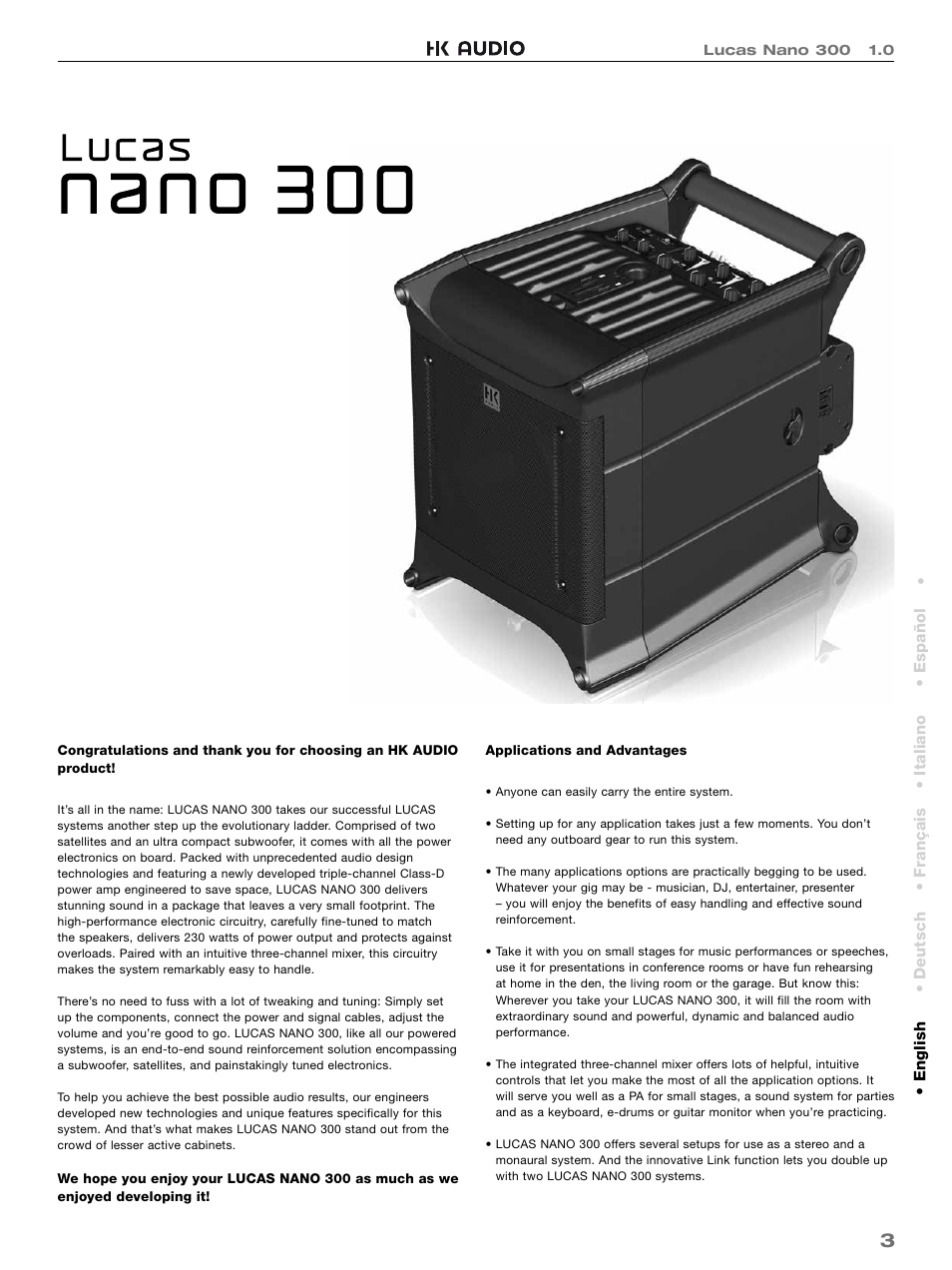 HK Audio LUCAS NANO 300 User Manual | Page 3 / 44
