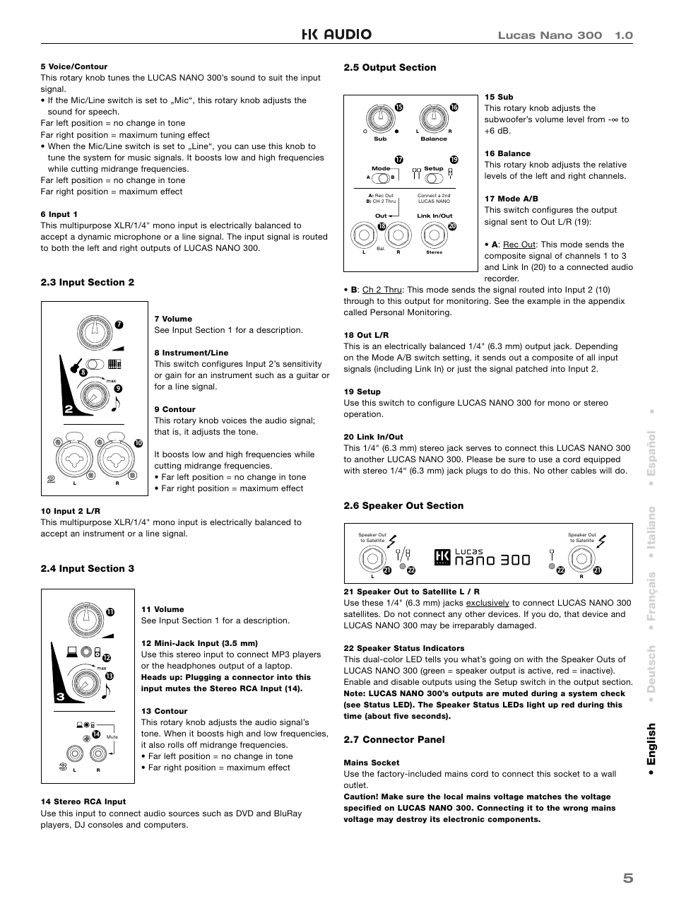 HK Audio LUCAS NANO 300 User Manual | Page 5 / 44