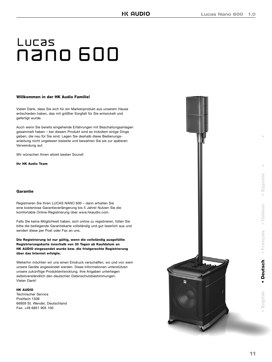 HK Audio LUCAS NANO 600 User Manual | Page 11 / 64