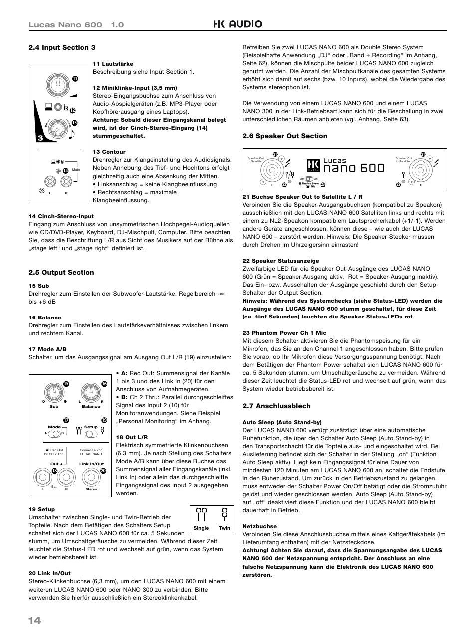 HK Audio LUCAS NANO 600 User Manual | Page 14 / 64