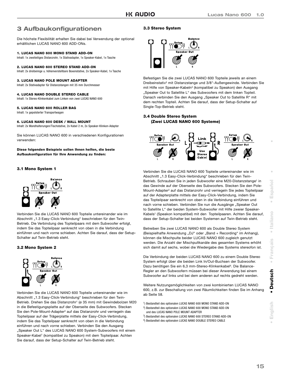 15 3 aufbaukonfi gurationen | HK Audio LUCAS NANO 600 User Manual | Page 15 / 64