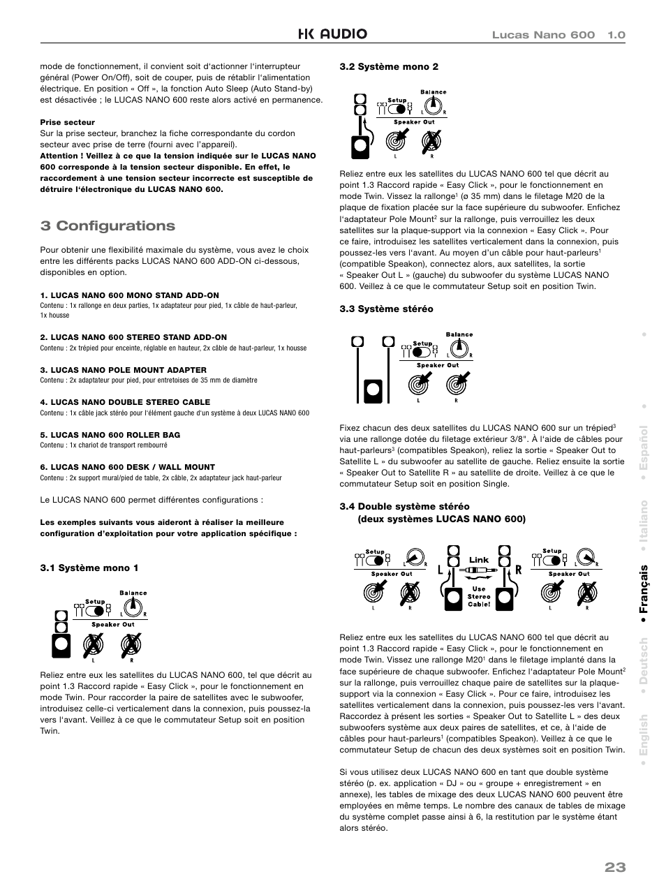 3 confi gurations | HK Audio LUCAS NANO 600 User Manual | Page 23 / 64