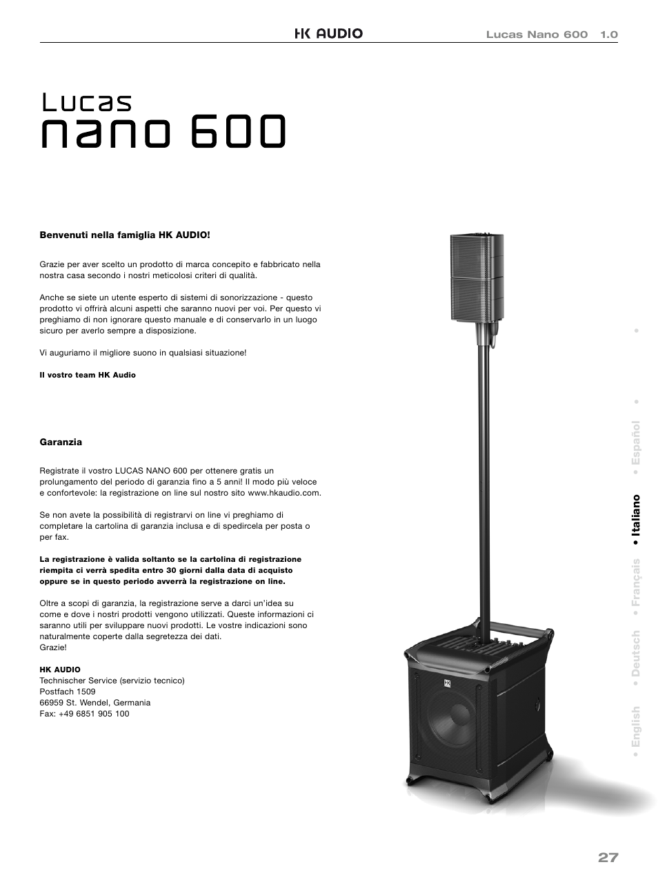 HK Audio LUCAS NANO 600 User Manual | Page 27 / 64