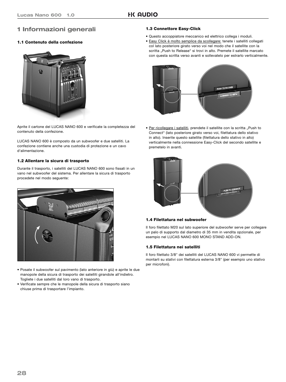 28 1 informazioni generali | HK Audio LUCAS NANO 600 User Manual | Page 28 / 64