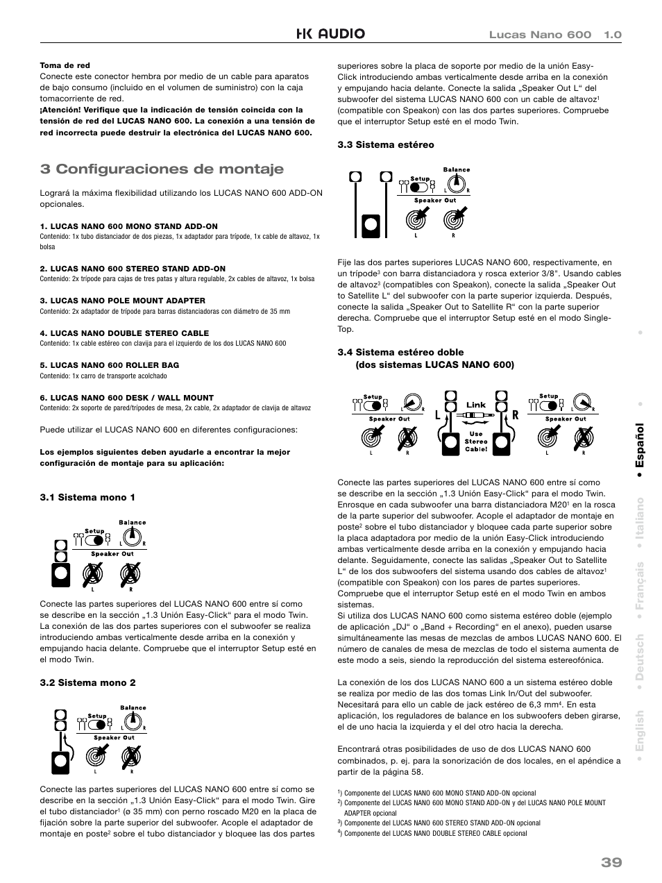 3 confi guraciones de montaje | HK Audio LUCAS NANO 600 User Manual | Page 39 / 64