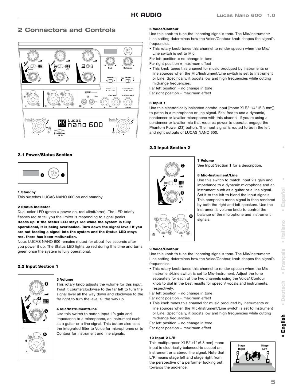 52 connectors and controls | HK Audio LUCAS NANO 600 User Manual | Page 5 / 64