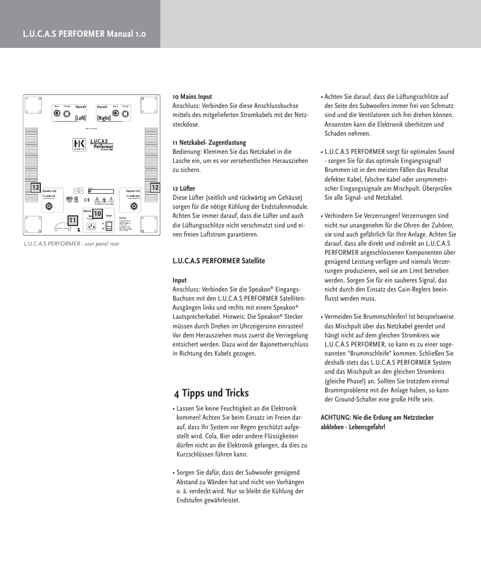 4 tipps und tricks, L.u.c.a.s performer manual 1.0 | HK Audio LUCAS PERFORMER User Manual | Page 16 / 36