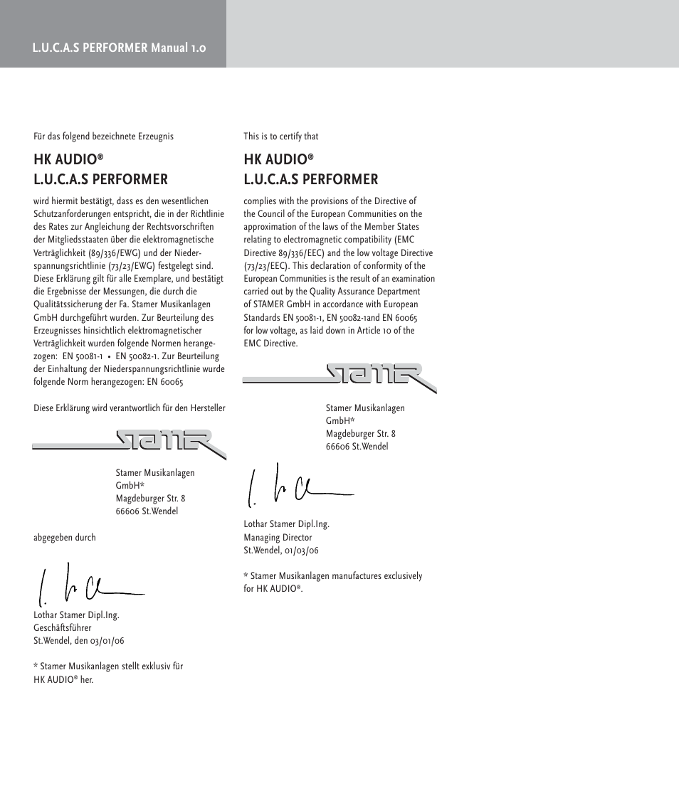 Hk audio, L.u.c.a.s performer, L.u.c.a.s performer manual 1.0 | HK Audio LUCAS PERFORMER User Manual | Page 26 / 36