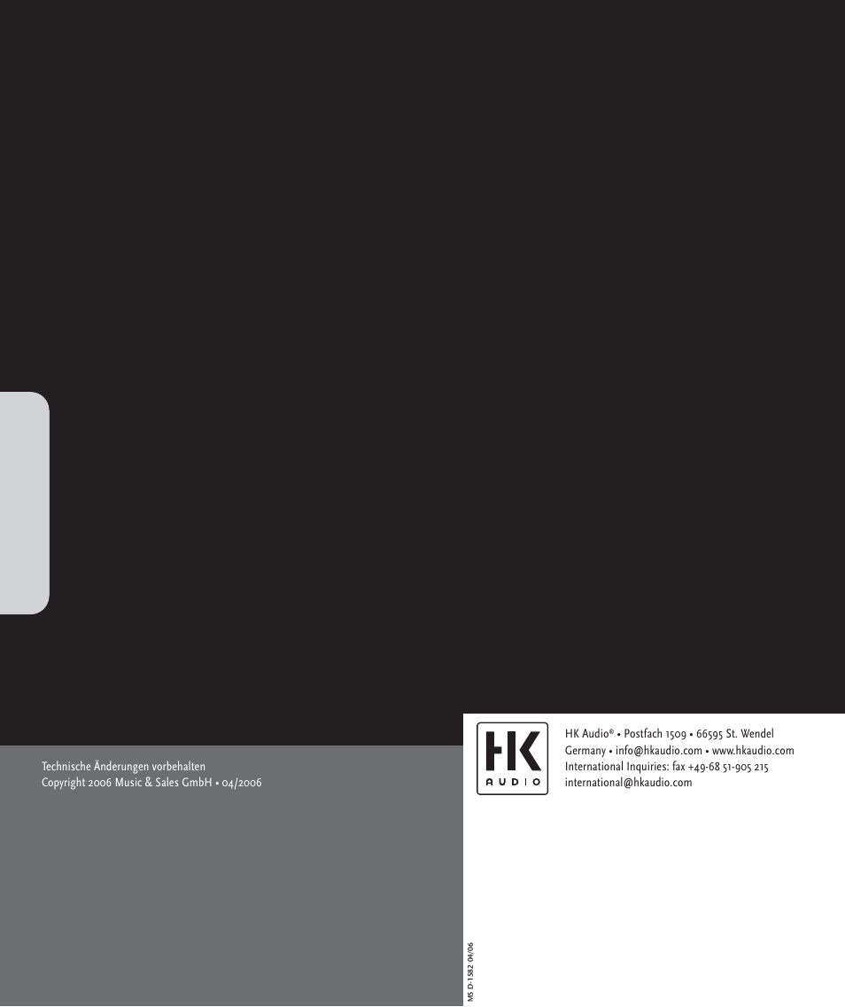 HK Audio LUCAS PERFORMER User Manual | Page 36 / 36