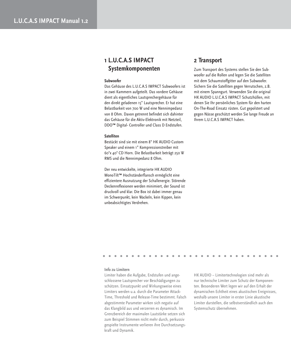 2 transport | HK Audio LUCAS IMPACT User Manual | Page 14 / 36