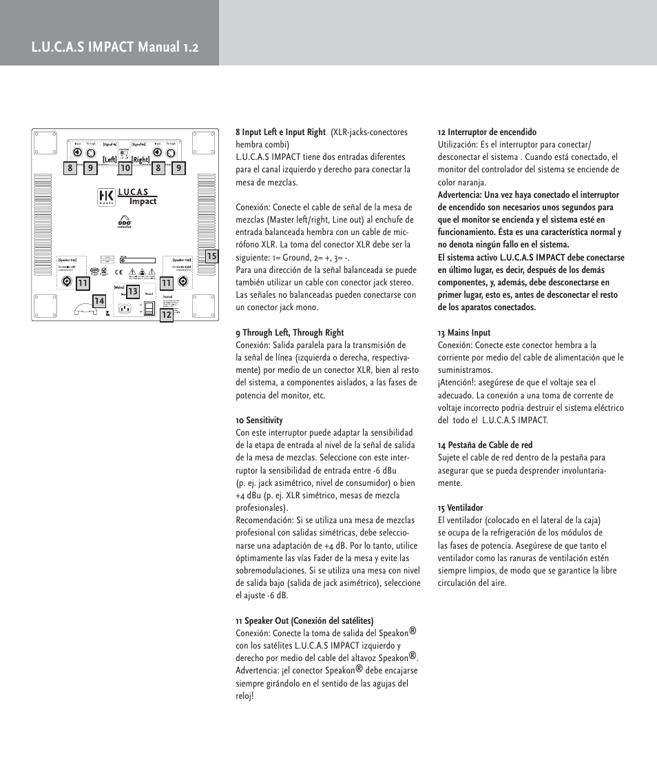 L.u.c.a.s impact manual 1.2 | HK Audio LUCAS IMPACT User Manual | Page 32 / 36