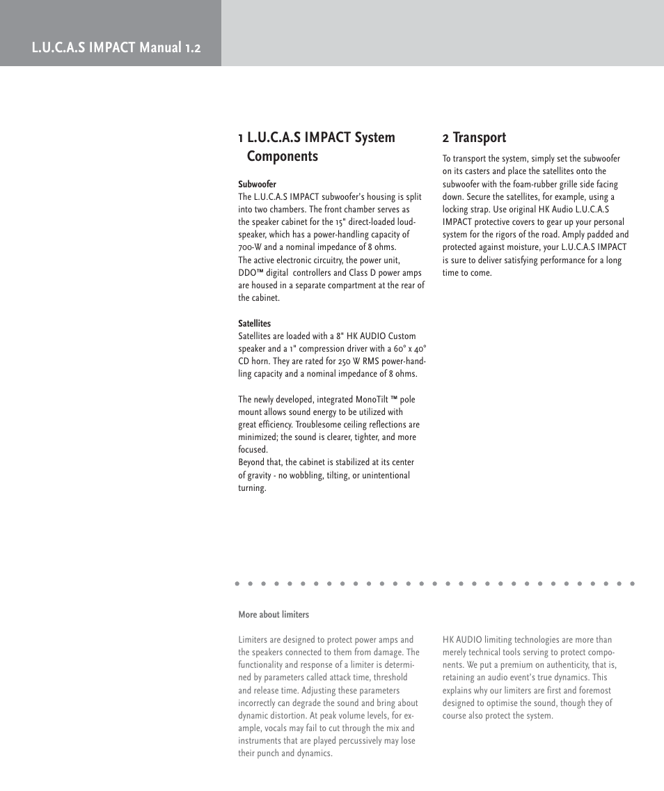 2 transport | HK Audio LUCAS IMPACT User Manual | Page 6 / 36