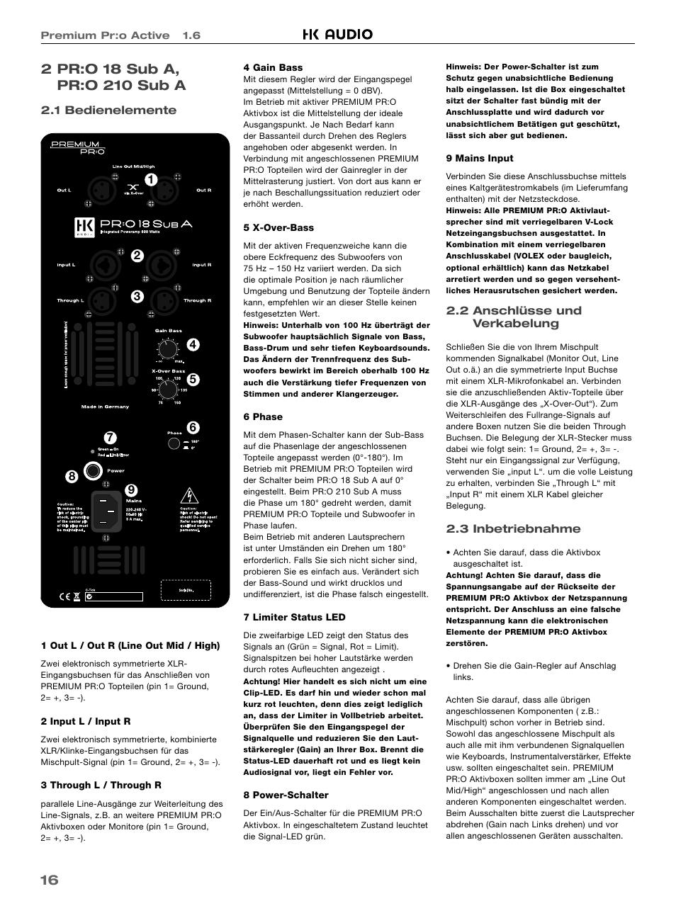 HK Audio PR:O 18 SUB A User Manual | Page 16 / 40