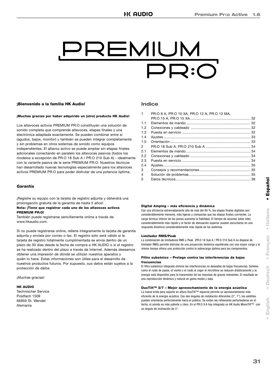 HK Audio PR:O 18 SUB A User Manual | Page 31 / 40