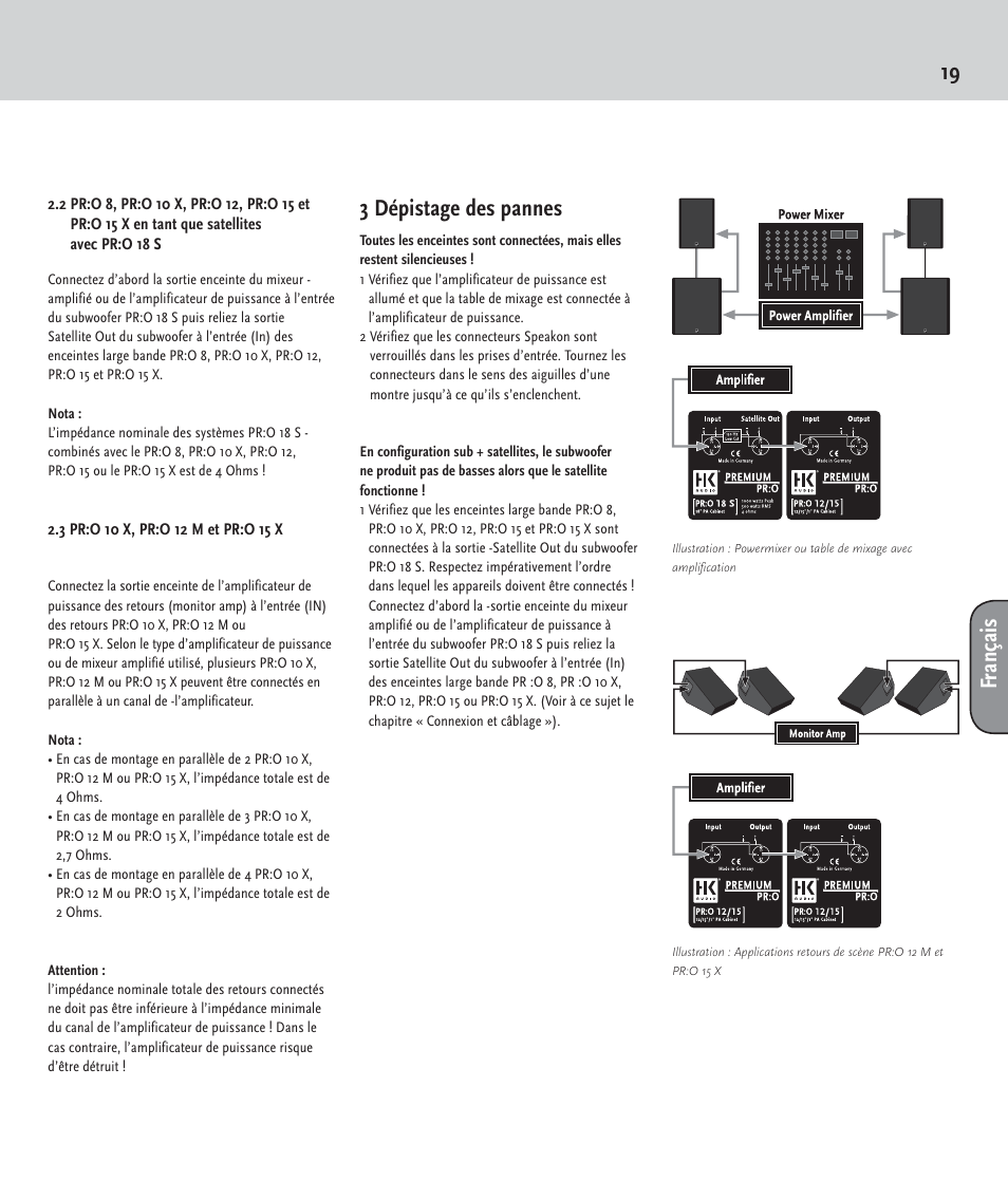 19 français, 3 dépistage des pannes | HK Audio PR:O passiv User Manual | Page 19 / 28