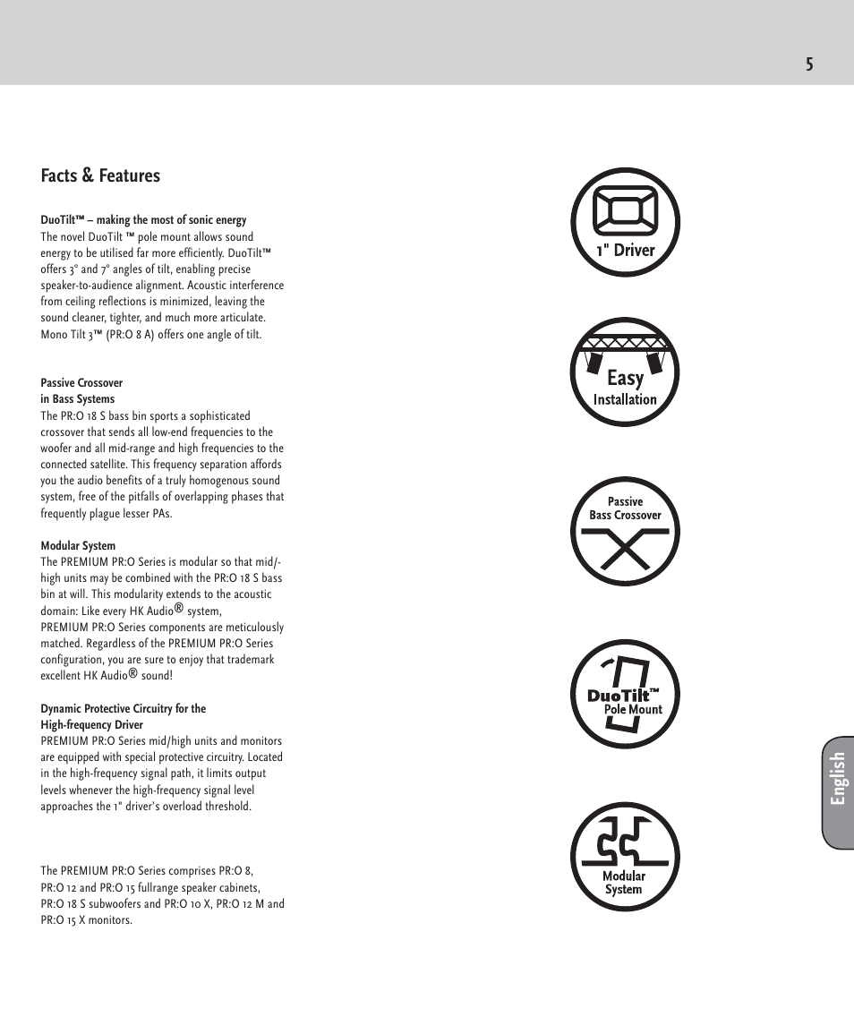 5english facts & features | HK Audio PR:O passiv User Manual | Page 5 / 28