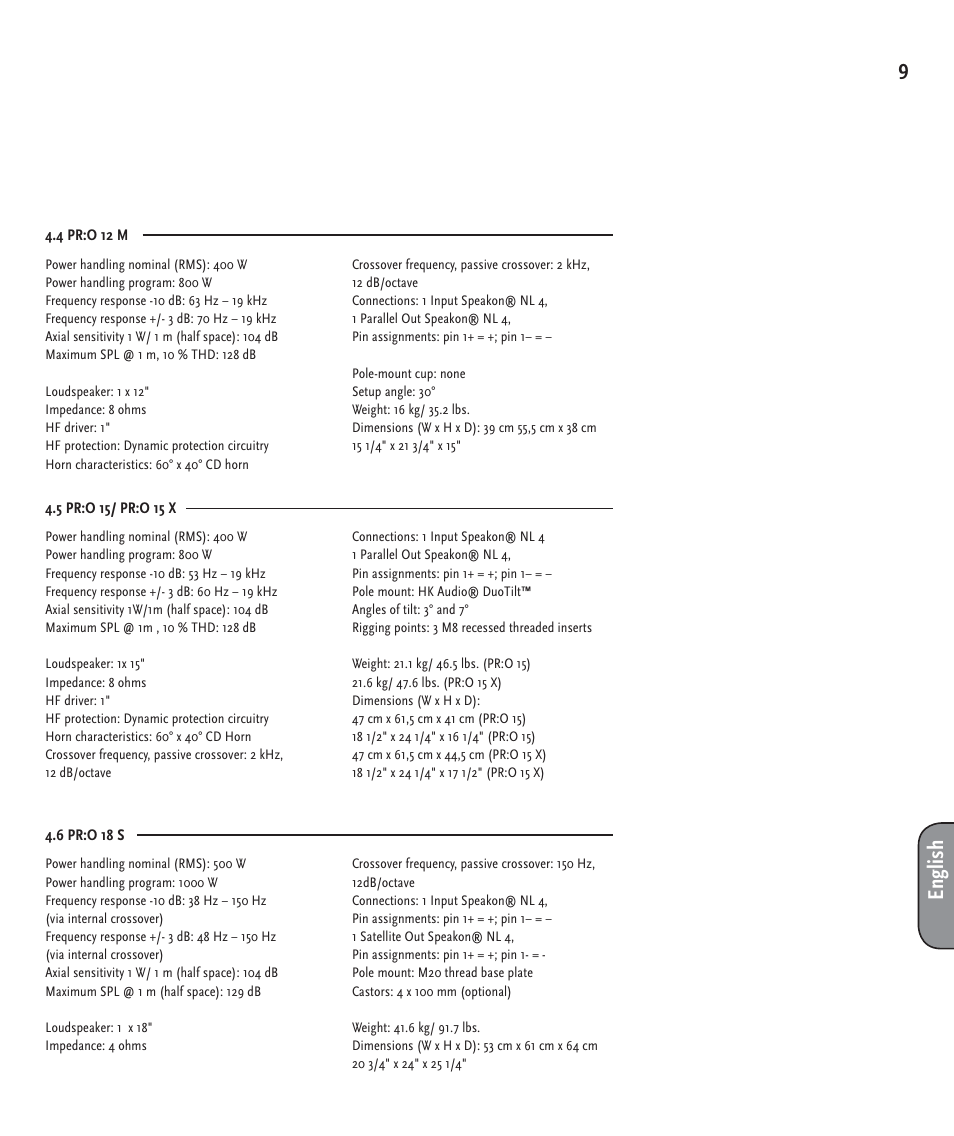 9english | HK Audio PR:O passiv User Manual | Page 9 / 28