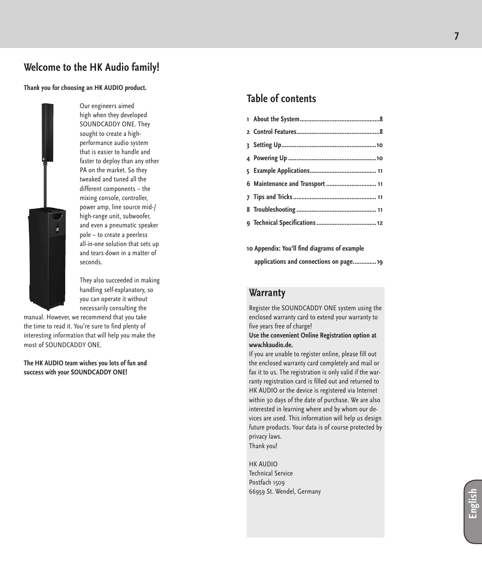 HK Audio SOUNDCADDY ONE User Manual | Page 7 / 24