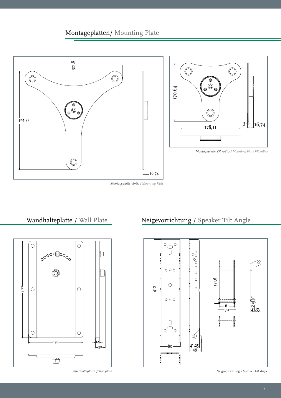 Wandhalteplatte / wall plate | HK Audio VR 21214 User Manual | Page 21 / 24