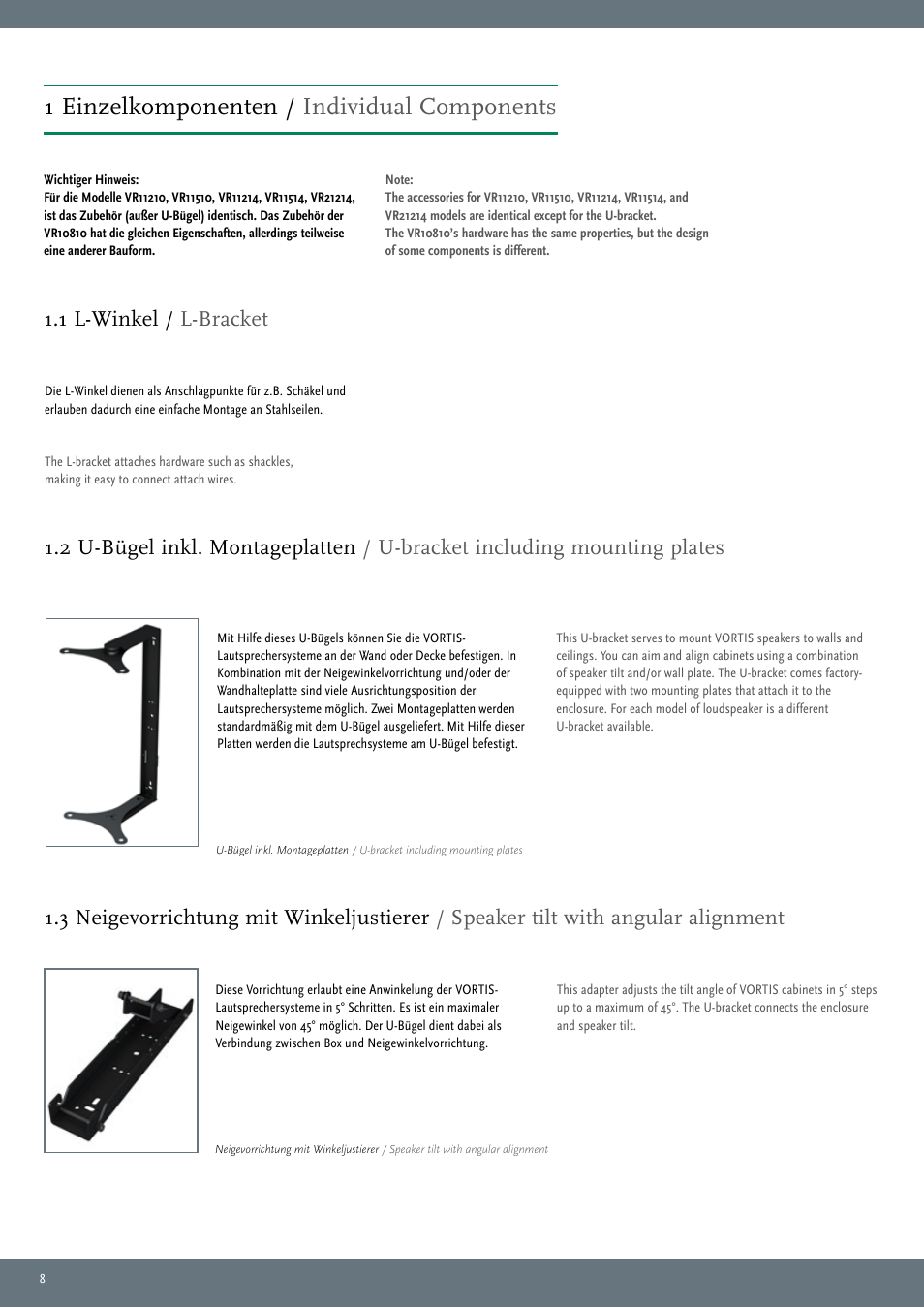 1 einzelkomponenten / individual components, 1 l-winkel / l-bracket | HK Audio VR 21214 User Manual | Page 8 / 24