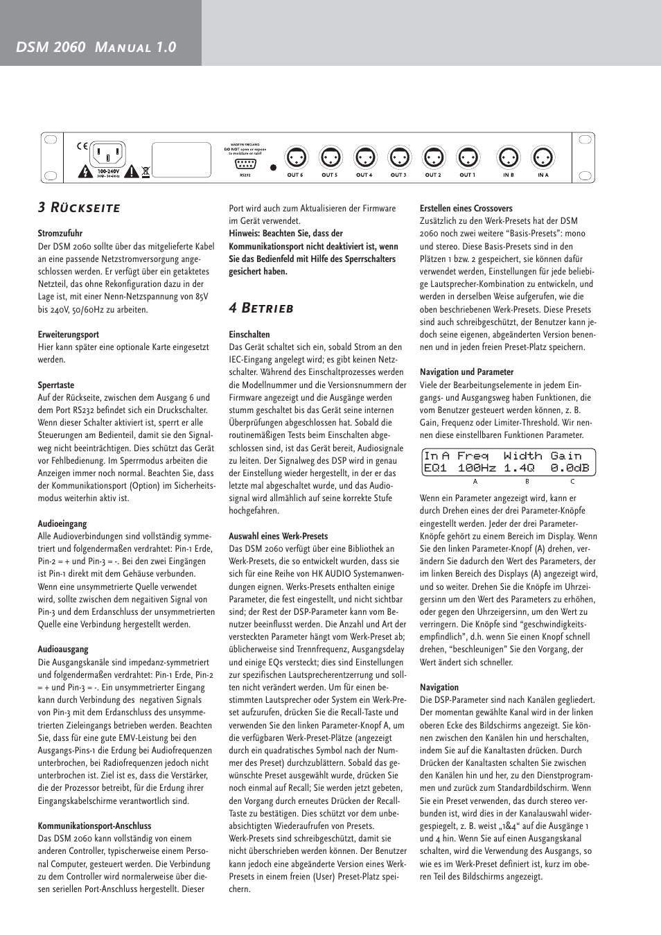 4 betrieb | HK Audio DSM 2060 User Manual | Page 14 / 24