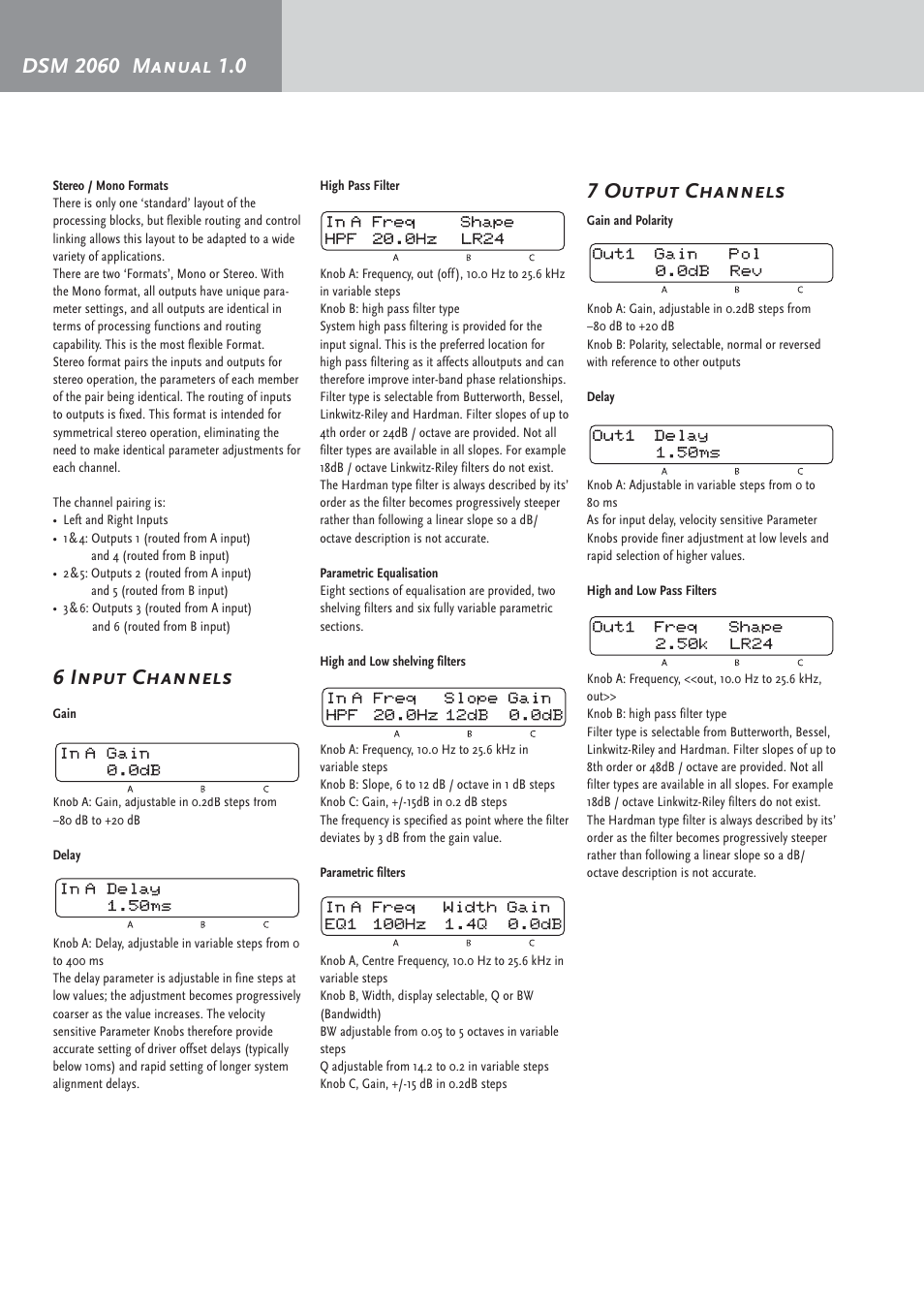 6 input channels, 7 output channels | HK Audio DSM 2060 User Manual | Page 8 / 24
