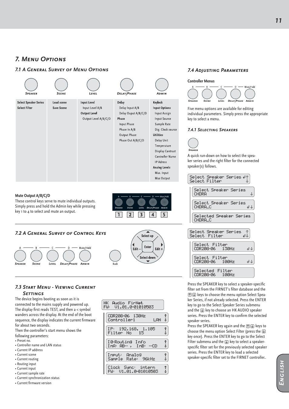 Menu options, English | HK Audio FirNet Manual User Manual | Page 11 / 52