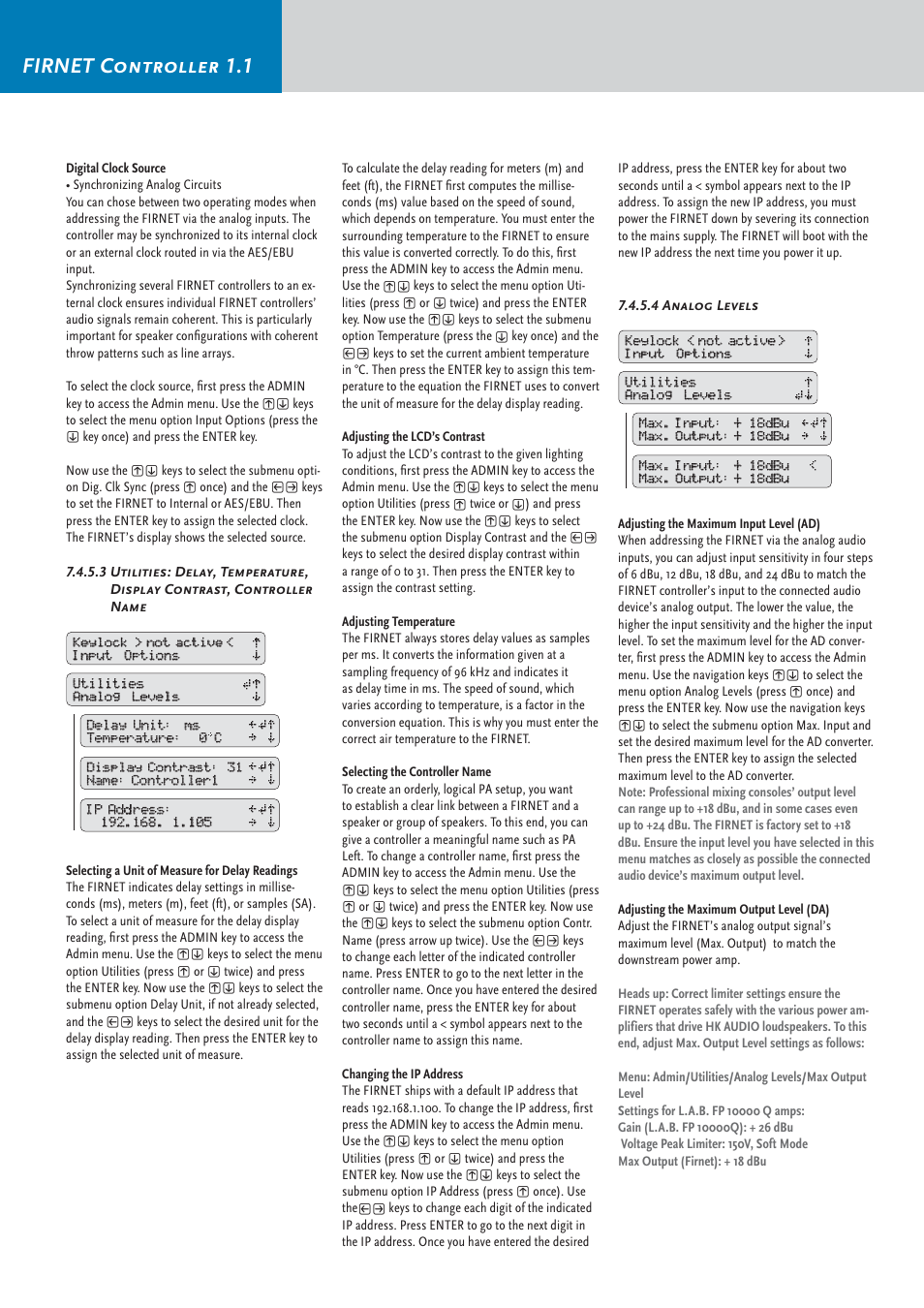 Firnet controller 1.1 | HK Audio FirNet Manual User Manual | Page 14 / 52