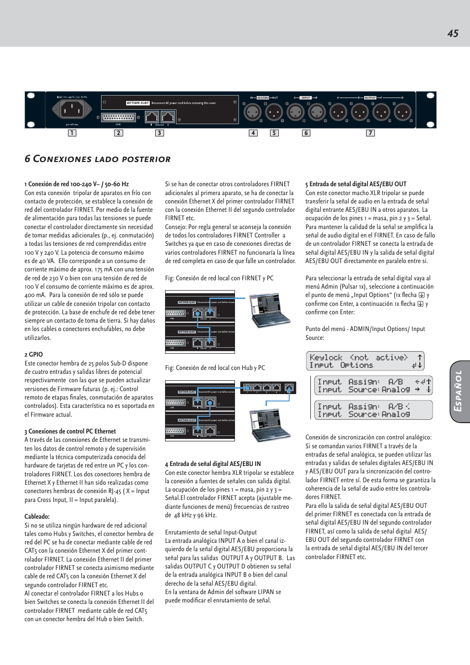 6 conexiones lado posterior español | HK Audio FirNet Manual User Manual | Page 45 / 52